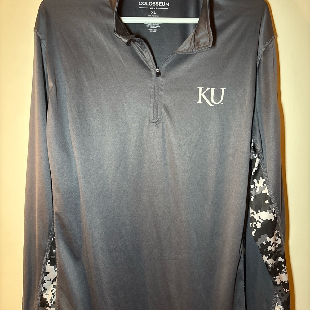 Colosseum Men's KU Jayhawks Military Gray Quarter-Zip Pullover
